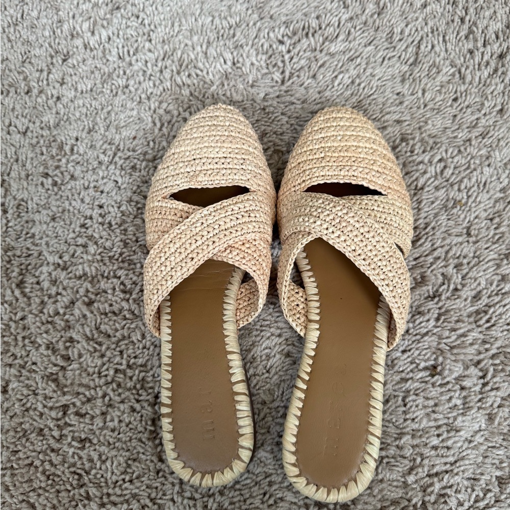 Women's Cream Woven Slip-On Mules MAREA NWOT